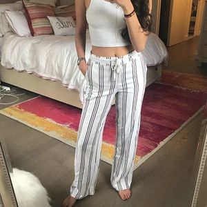Striped White Linen Pants